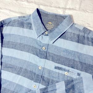 Bob Timberlake Stripped Chambray Linen Blend Long Sleeve Shirt 2XL